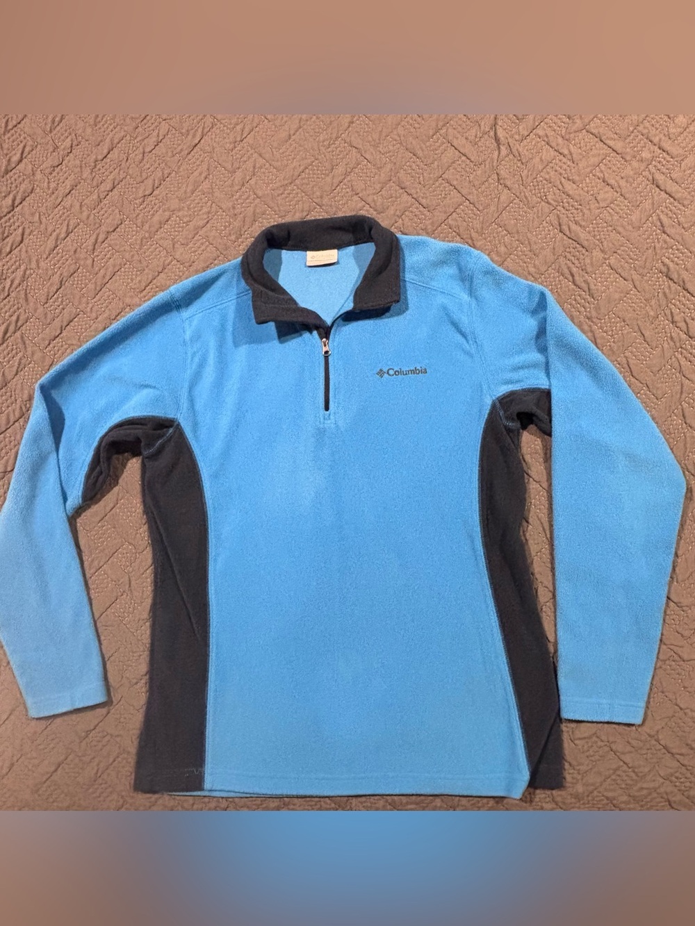 Columbia Blue and Navy Half-Zip Fleece Shirt Jacket